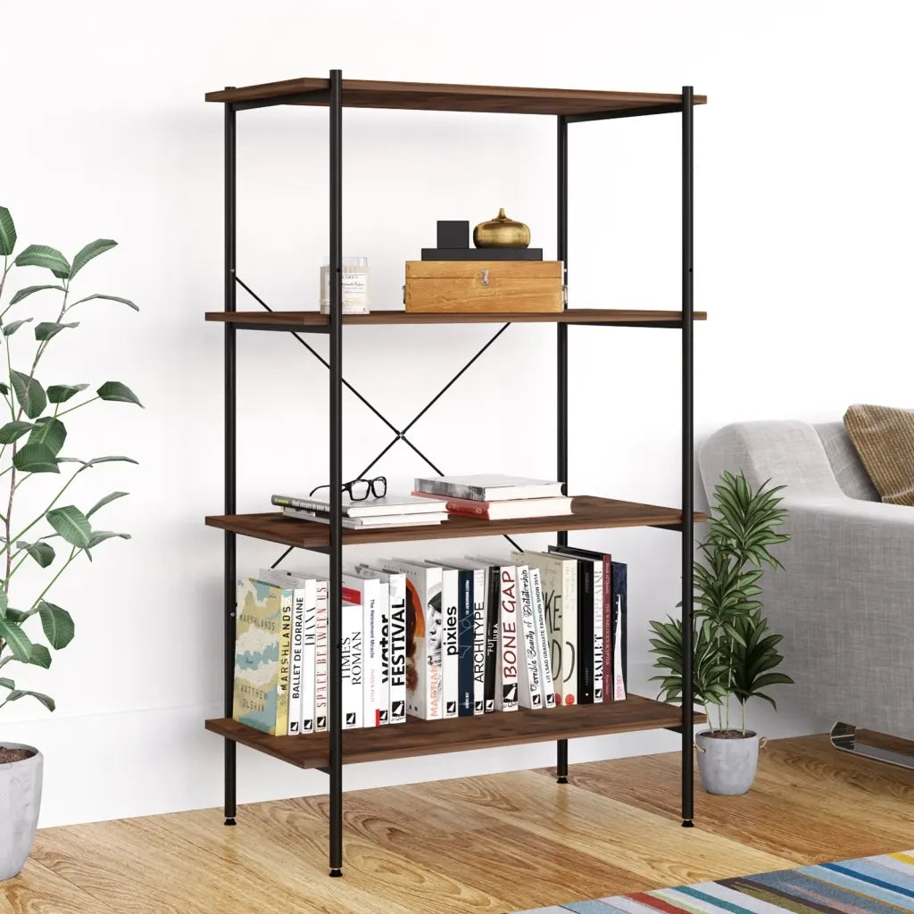Scaffale con 4 Mensole Nero e Naturale 80x40x130 cm CFW9177648