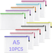 Documenti A5 con cerniera, documenti acqua-resistenti colorati con cerniera, adatti per scuole, uffici, abitazioni, viaggi, cosmetici, attrezzi e articoli da ufficio.