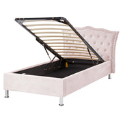 Letto singolo con contenitore in velluto rosa pastello 90 x 200 cm camera da letto cameretta elegante glamour