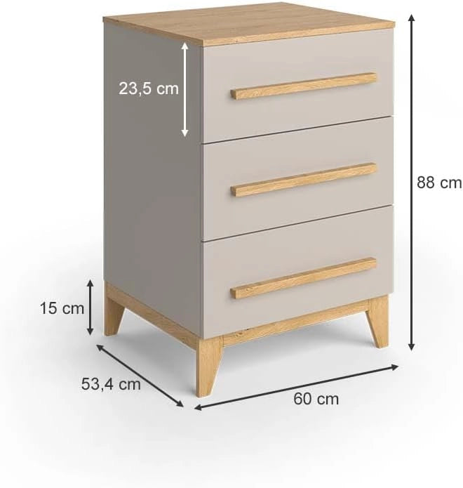 Cassettiera Malia, Cashmere/Artigianale, 60 x 88 cm, per riporre vestiti e giocattoli nella cameretta dei bambini