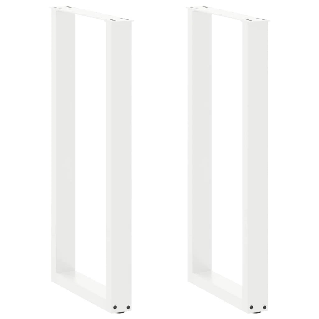 Set di 2 gambe per tavolo da bar a forma di U con piedini regolabili 50 x 100 cm design moderno acciaio bianco 02_0057473
