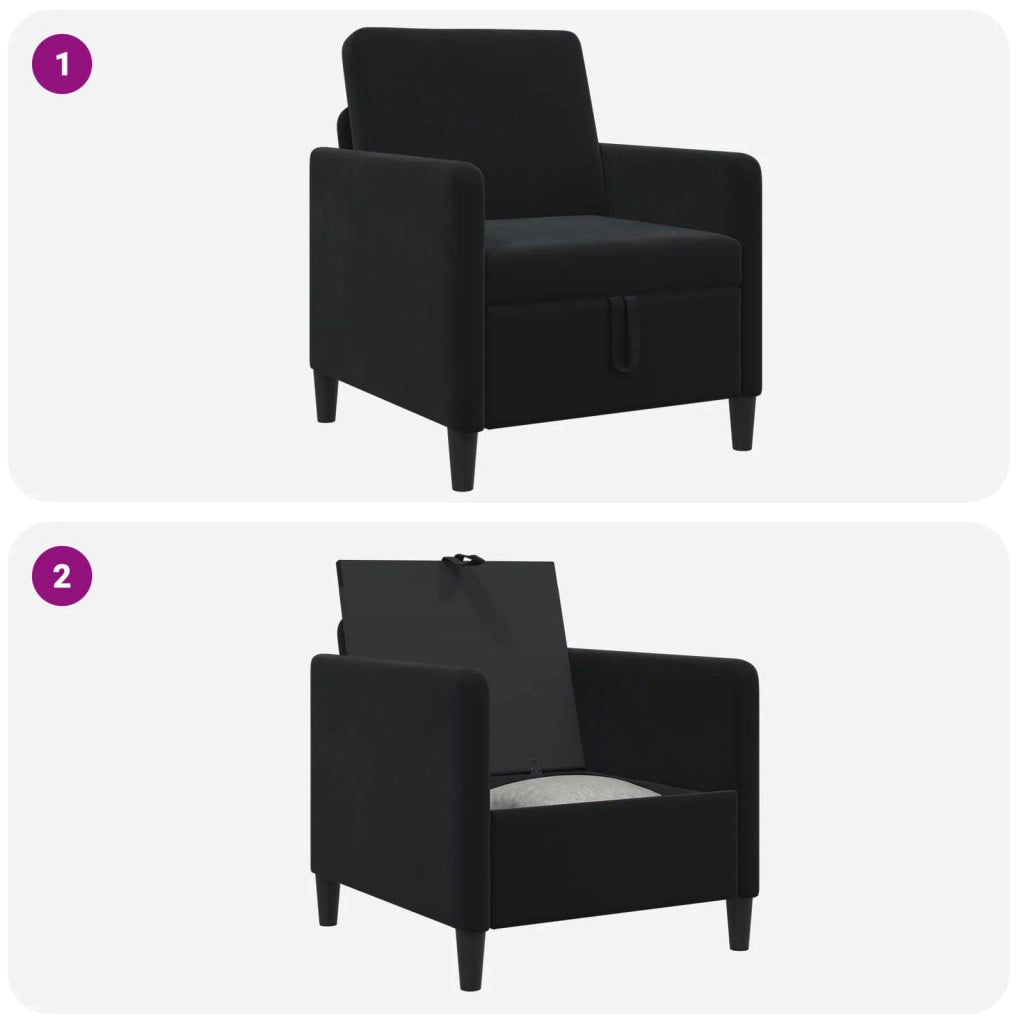 Divano con Storage Nero 72 x 78 x 87 cm Poliestere 42036883