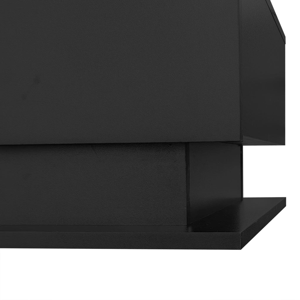 Tavolino da salotto 100x50x32 cm; piano lucido antigraffio con cassetto; truciolare e vetro; nero