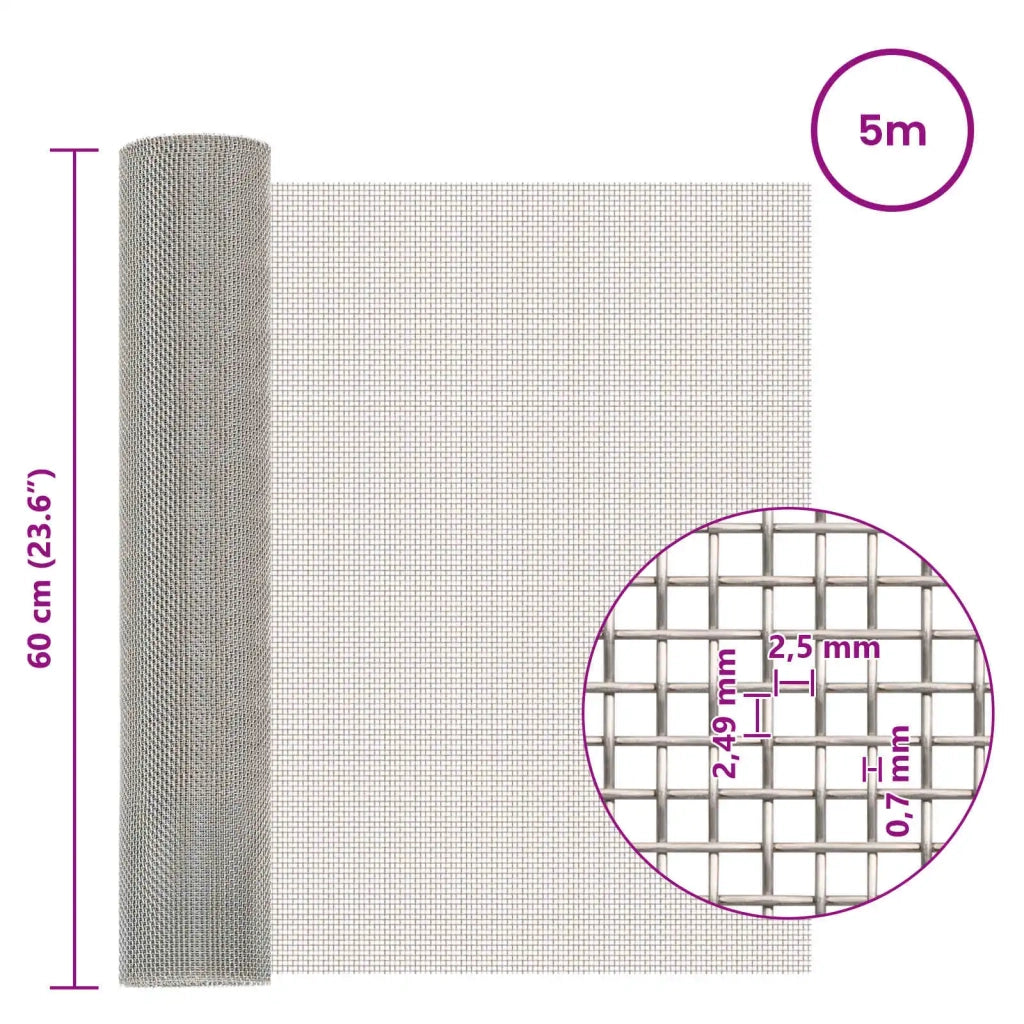 Rete per schermatura 60 x 500 cm 8 Mesh Argento 42039669