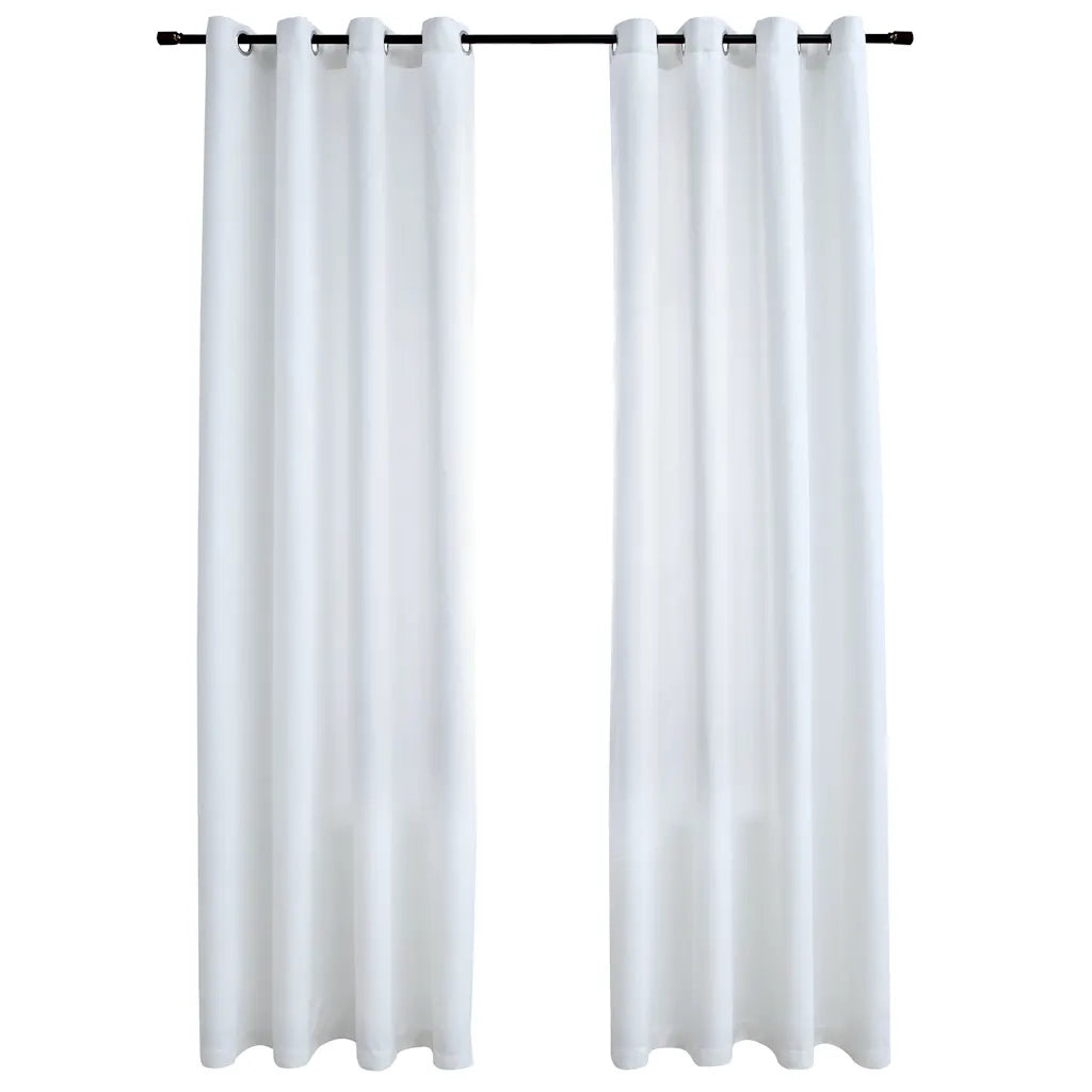 Tende Oscuranti | Tende Blackout con Anelli in Metallo 2 pz Avorio 140x175cm