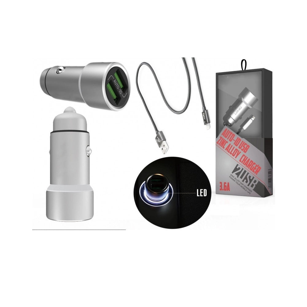 Trade Shop - Kit Alimentatore 2 Porte Usb Adattatore 3.6a Cavo 12v 220v Iphone 5 5s 6 6s 7 -