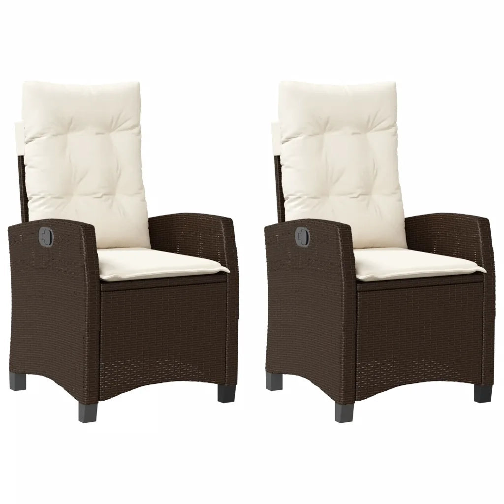 Sedie Reclinabili Giardino 2pz con Cuscini Marrone Polyrattan 365218