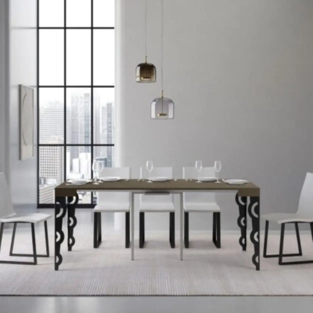 Consolle allungabile 90x40/196 cm Karamay Small tortora gambe antracite