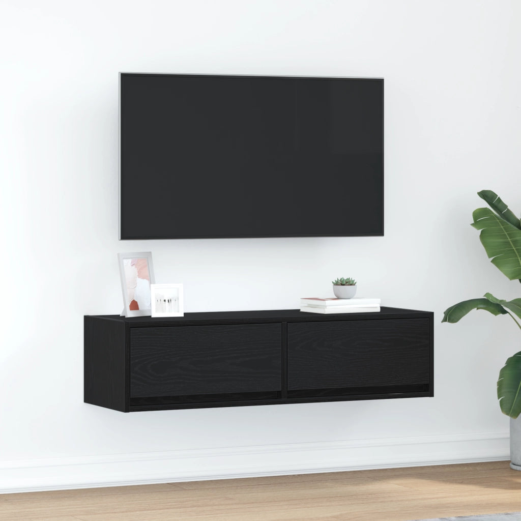 Mobile TV  Nero Rovere 100x31x25,5 cm Legno ingegnerizzato