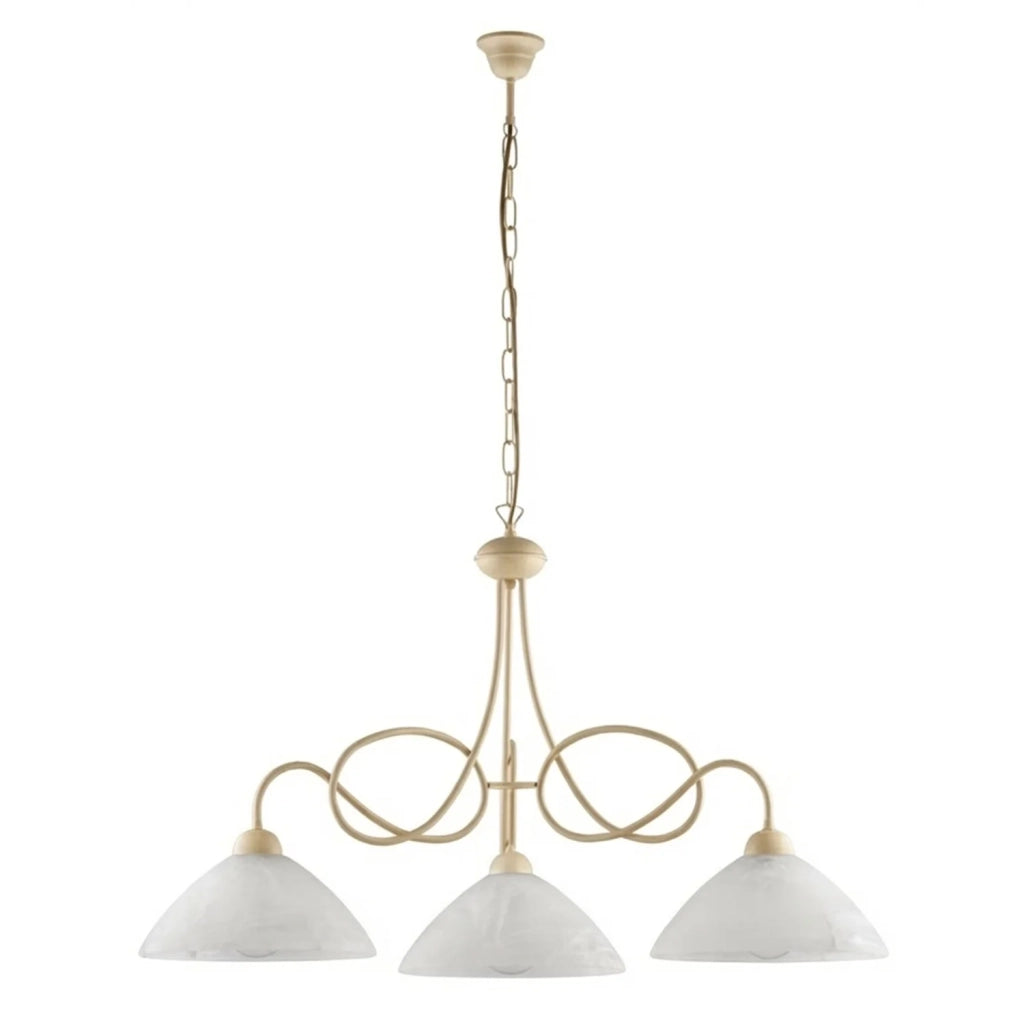 Lampadario Rustico Bistrot 3 Luci Avorio e Bianco LuceArt Classic