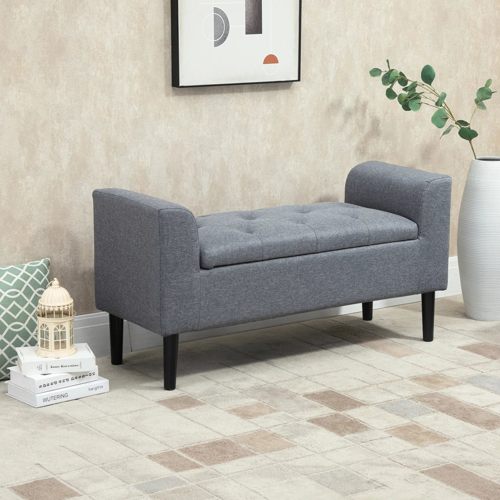 Sedia imbottita con contenitore ¨C zephmum ¨C 116x44x58 cm, Grigio chiaro