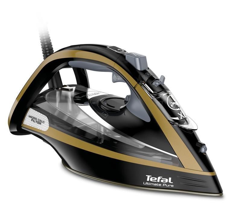 Tefal FV9865E0 ferro da stiro Ferro da stiro a secco e a vapore Piastra Durilium Autoclean 3000 W Nero, Oro
