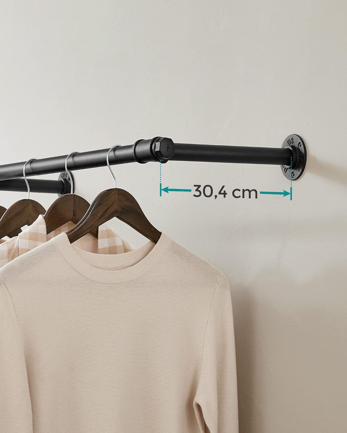 Barra appendiabiti da parete Valora in acciaio nero salvaspazio x1