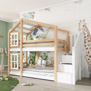 Letto a castello per bambini 90x200 cm con scala contenitore
