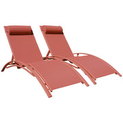 Set di 2 sedie a sdraio GALAPAGOS in textilene terracotta - alluminio terracotta