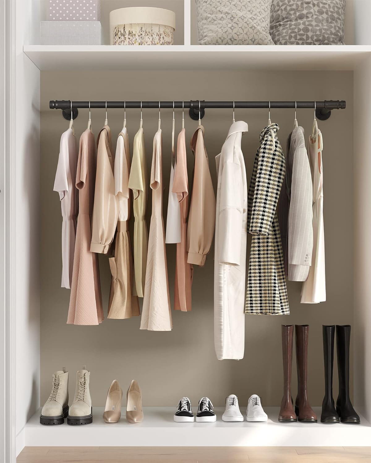 Barra appendiabiti da parete Valora in acciaio nero salvaspazio x1