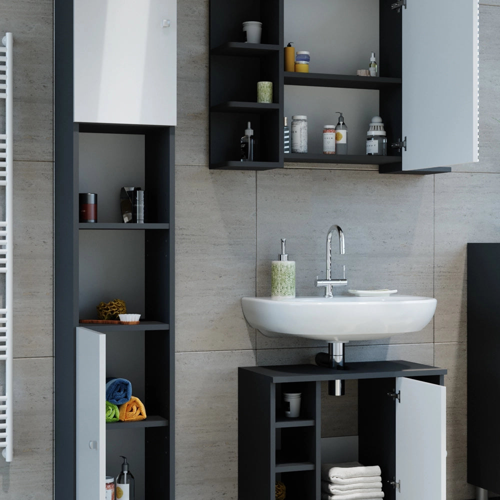Vicco Set mobili bagno Antracite 3 parti, con colonna
