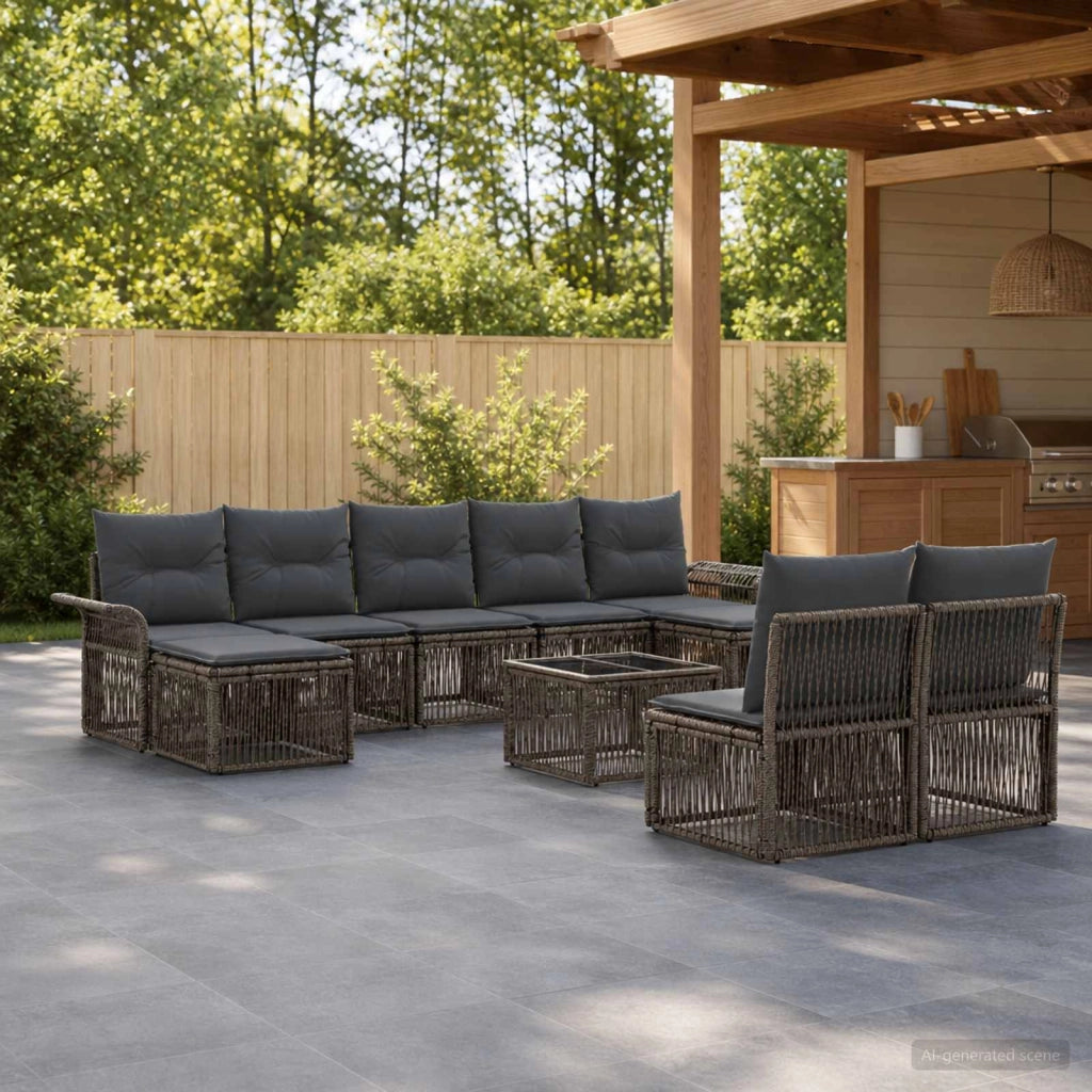 Set Divano da Giardino 10 pz Grigio polyrattan 3434948
