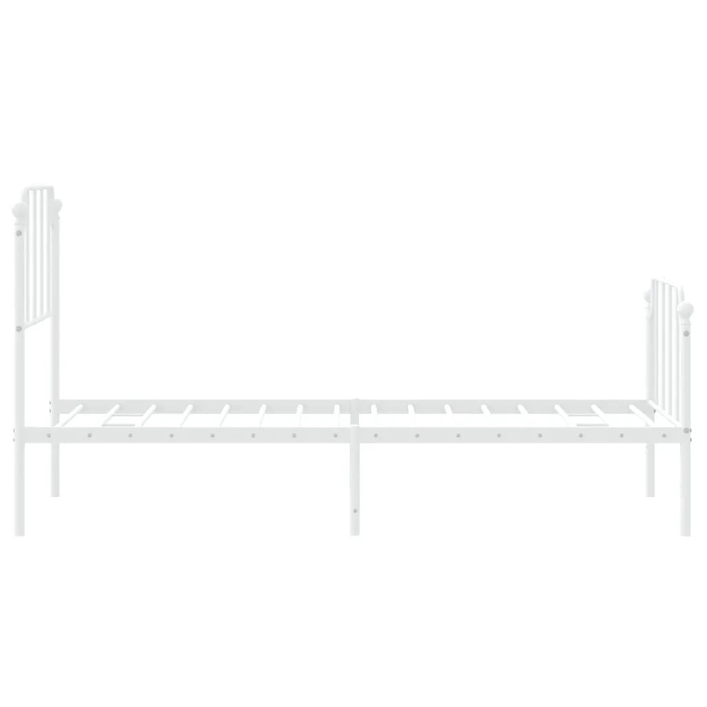 Giroletto con Testiera e Pediera Metallo Bianco 75x190 cm 373944