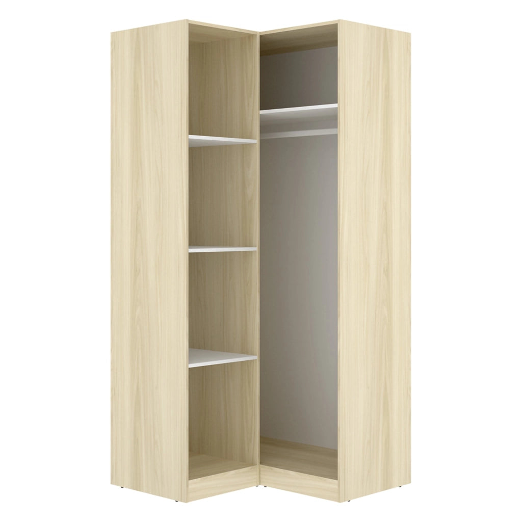 Armadio Camera da Letto Luber, Guardaroba 2 Ante Appendiabiti, 95x204h cm Bianco