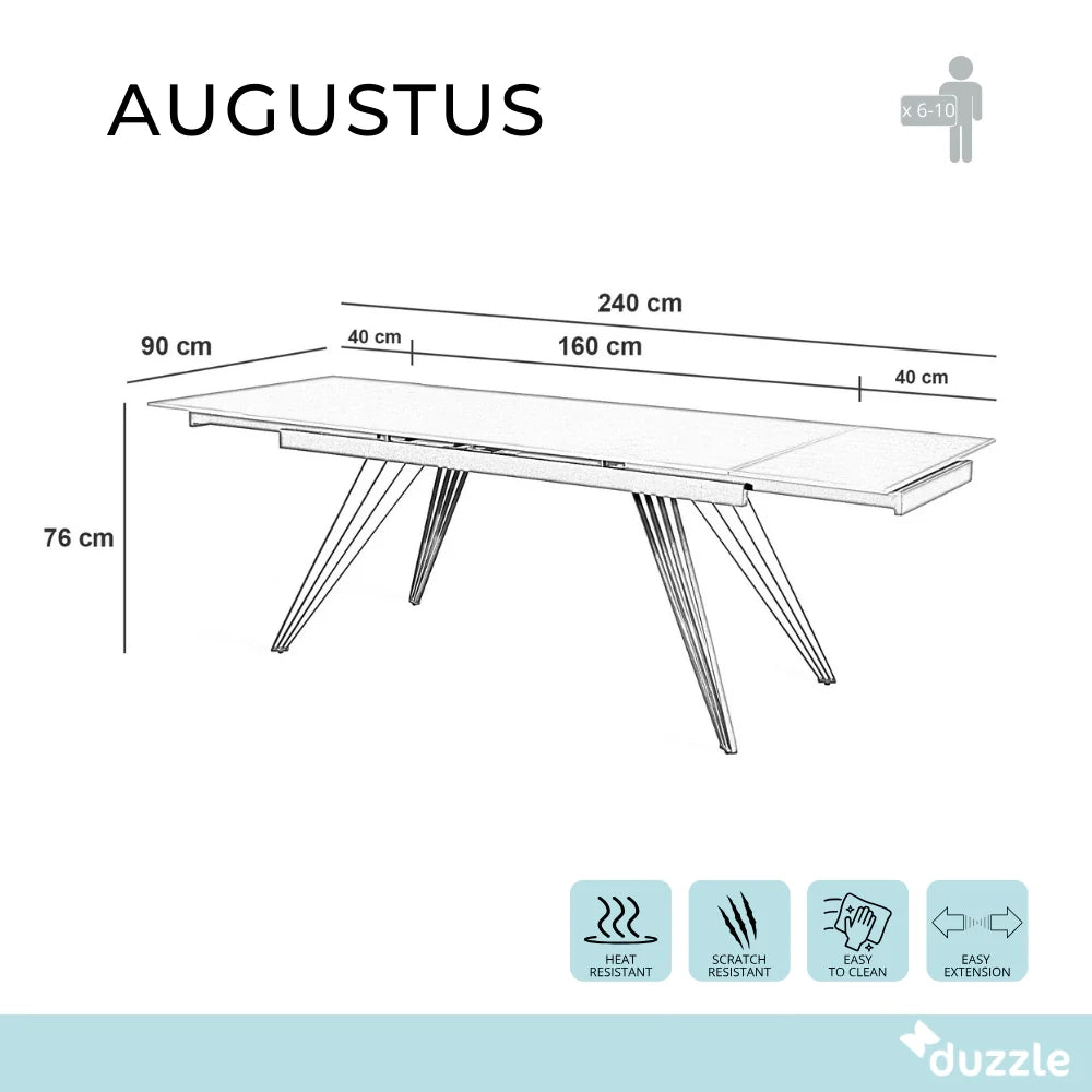 Tavolo da pranzo allungabile in ceramica effetto marmo grigio Augustus 160-240x90 cm fino a 10 posti | Duzzle