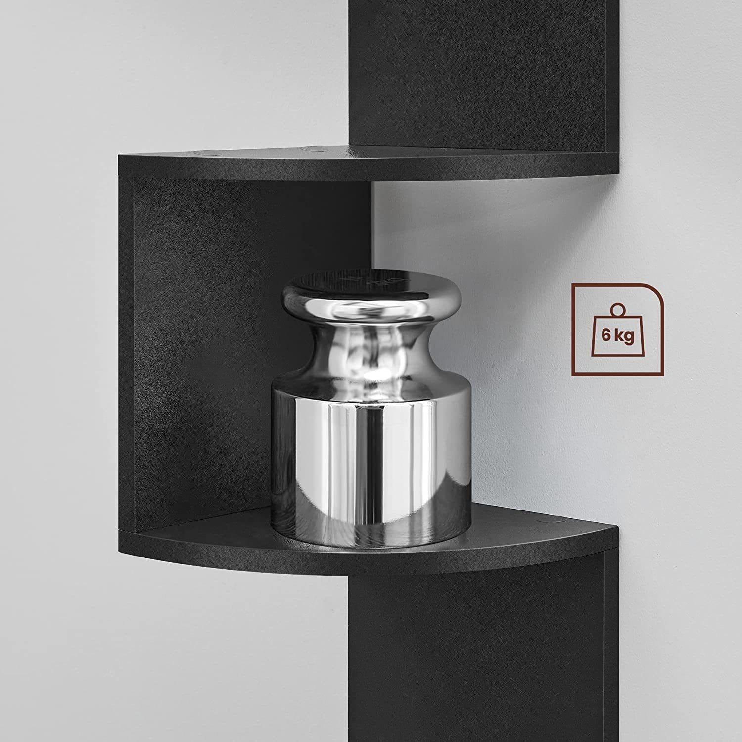 Libreria angolare VALORA, 5 ripiani, nera, stile loft LBC072B01