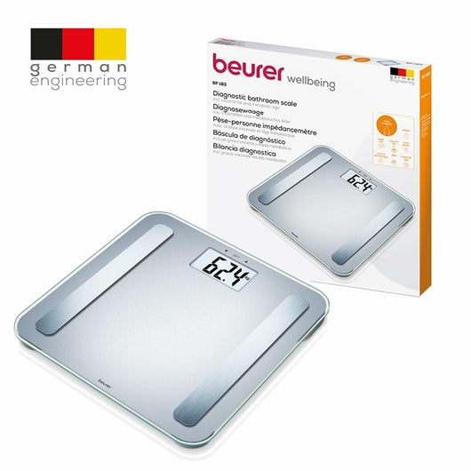 Beurer BF 183 Bilancia Diagnostica con Display Extra Large e Valori Corporei con Grasso Viscerale ed Età Metabolica, Conversione kg/lb/st, Portata 180 kg