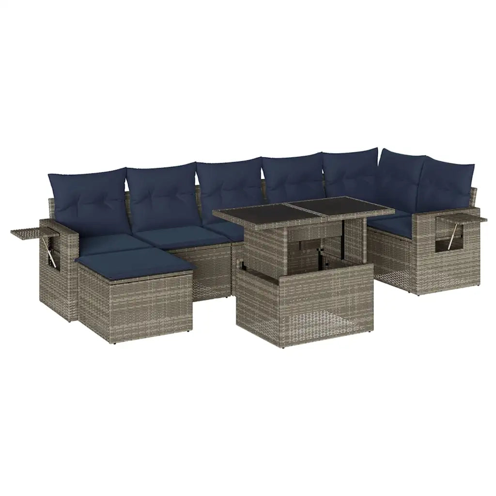 Set Divani da Giardino 8 pz con Cuscini Grigio in Polyrattan 3268061