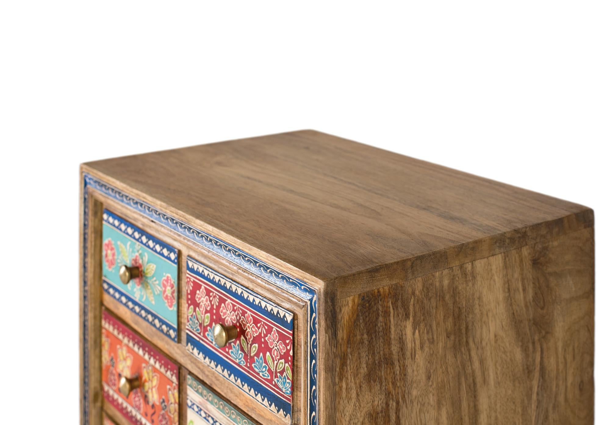 Credenza in legno di mango con dettagli dipinti a mano