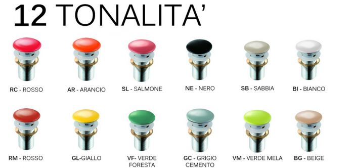Piletta click-clack lavabo CON Troppo Pieno - Piletta click-clack Verde Mela
