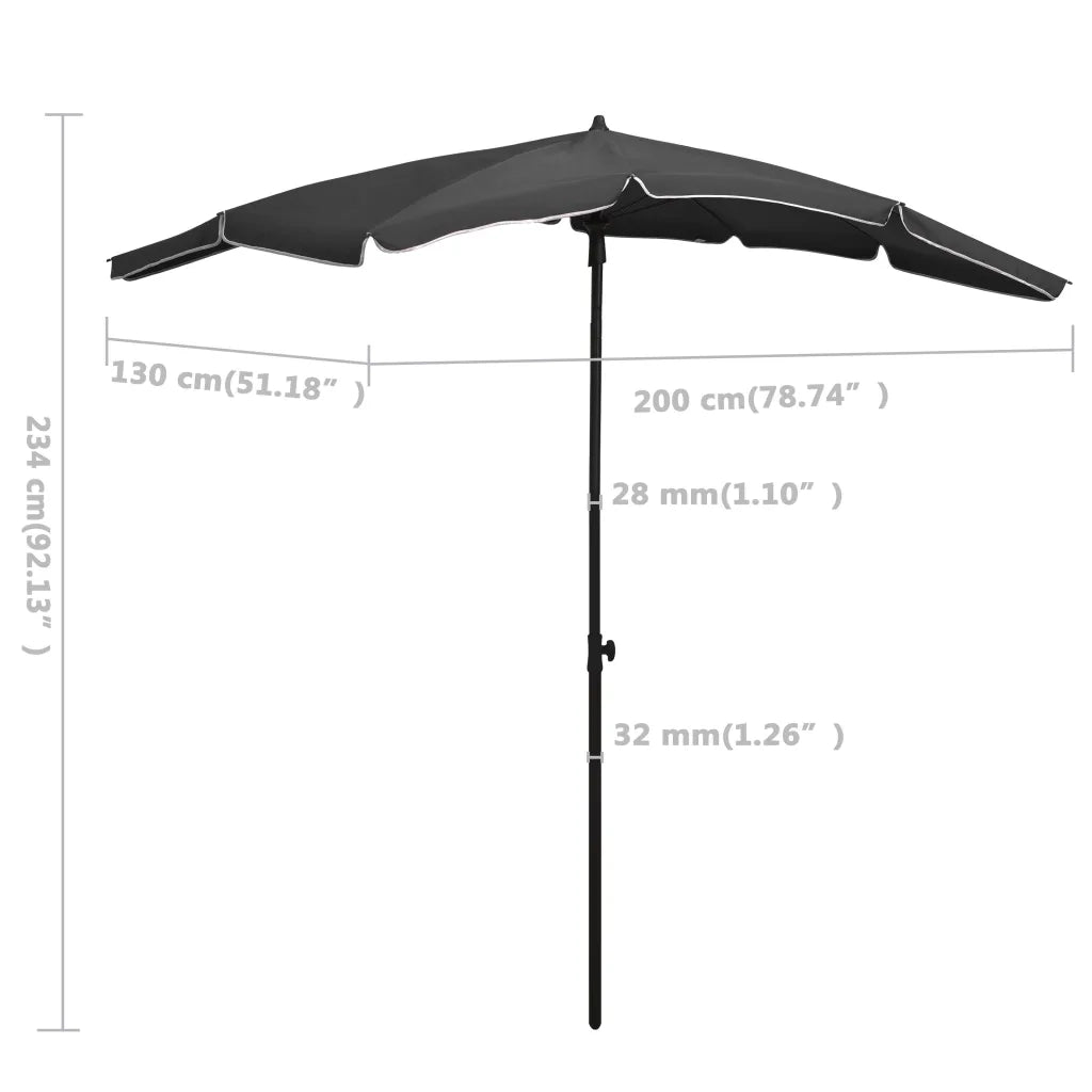 Ombrellone da Giardino con Palo 200x130 cm Antracite 315553