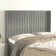 Testiera ad Orecchio-Testata con Orecchie Grigio Chiaro 147x16x118/128 cm in Velluto 320579