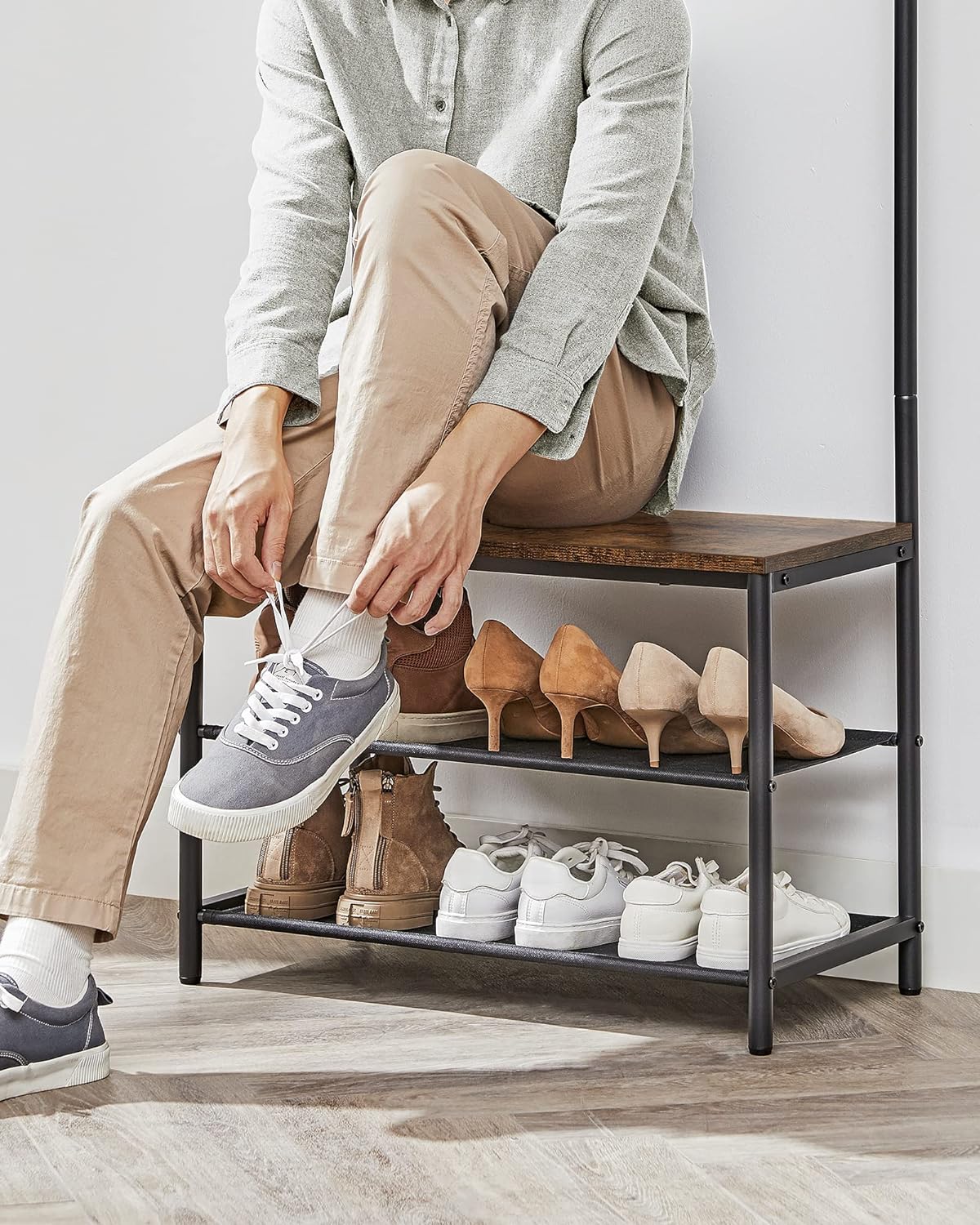 Appendiabiti Valora salvaspazio in acciaio marrone rustico