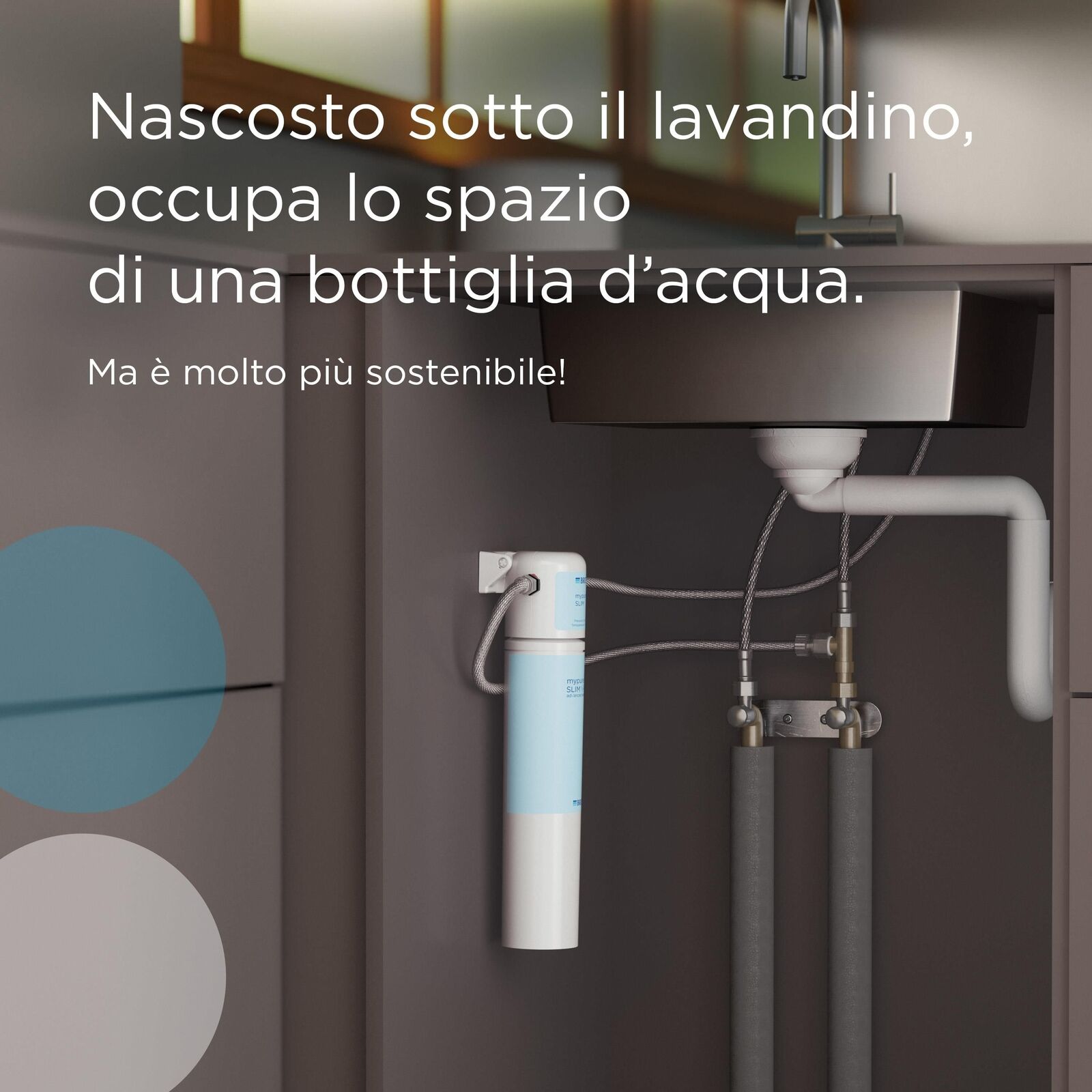Brita Sistema filtrante mypure SLIM V-MF incl. 1x filtro (8000L) - sistema sottolavello per il tuo rubinetto per acqua buona e priva di batteri al 99,999%