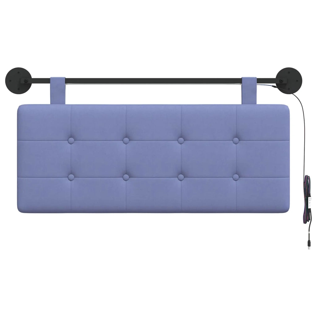 Testiera sospesa Con luce LED Blu jeans Tessuto
