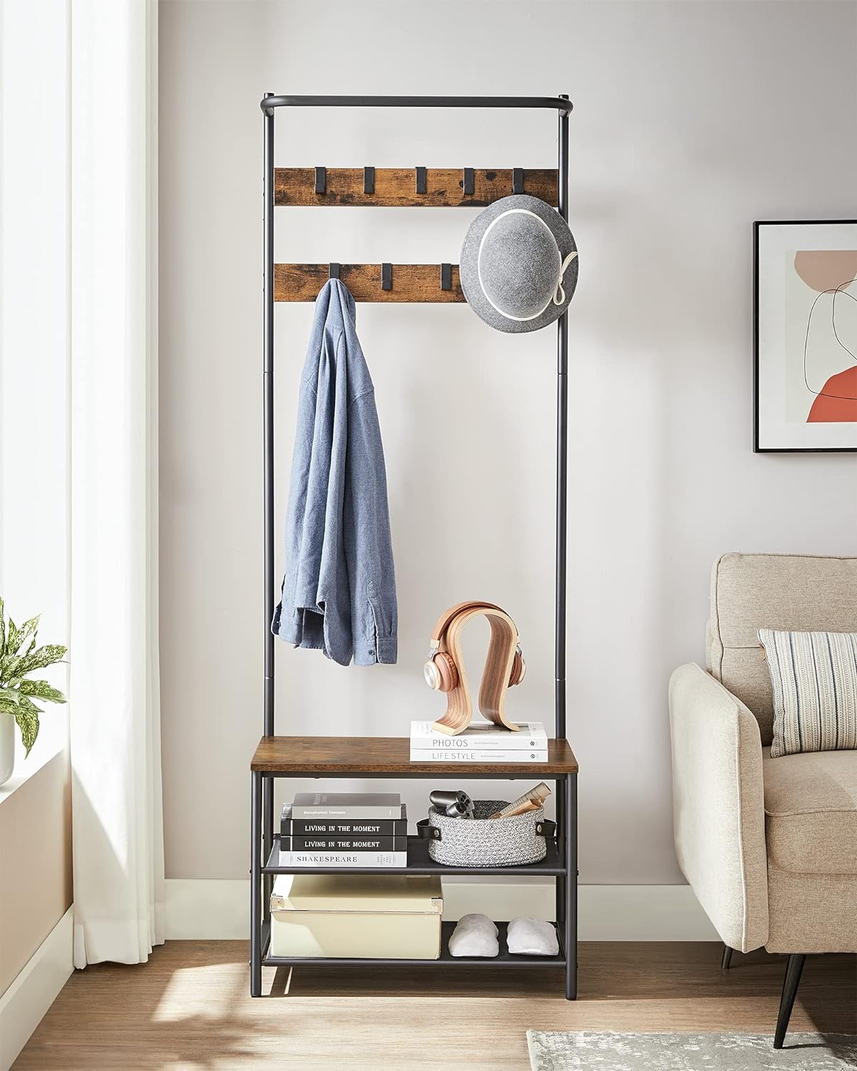 Appendiabiti Valora salvaspazio in acciaio marrone rustico