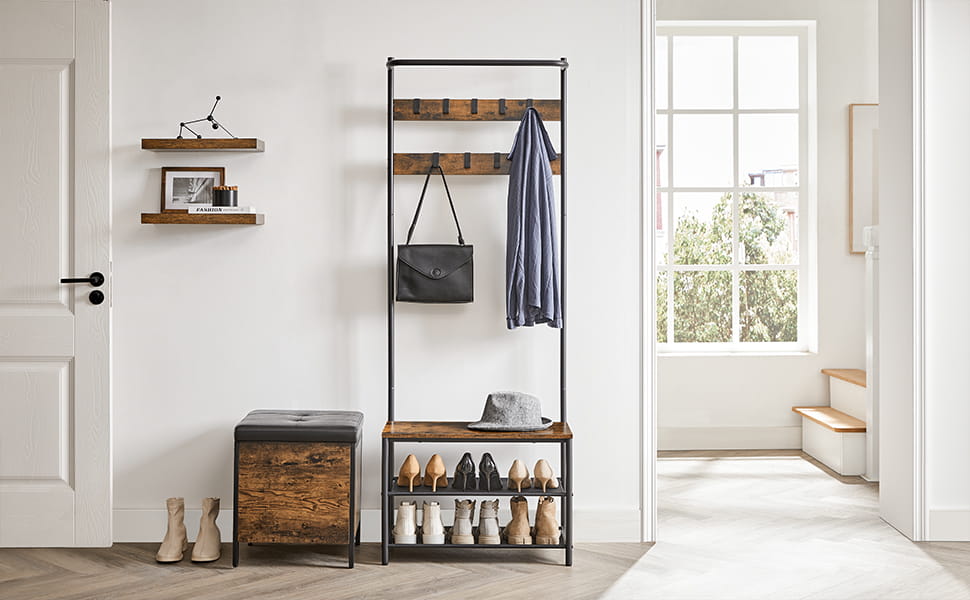 Appendiabiti Valora salvaspazio in acciaio marrone rustico