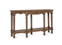 Consolle intagliata a mano in legno di teak riciclato