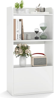 Libreria Aperta a 3 Ripiani, Scaffale Salvaspazio in Legno con Cassetto, Scaffale Portaoggetti Espositivo per Camera da Letto, Soggiorno, Cucina e Ingresso, 55 x 29 x 105 cm (Bianco)
