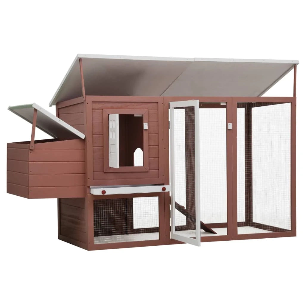 Pollaio da esterno con 1 nido 202 x 75 x 98 cm legno marrone 02_0001699