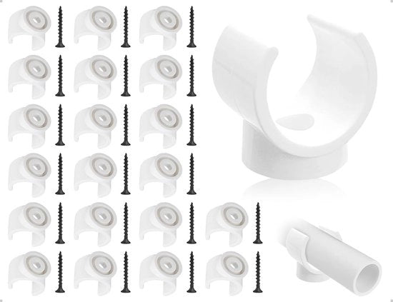 Kit di fissaggio tubo 20 pezzi - Connettore a U - Fissaggio in plastica - Supporto tubo - Fissaggio cavo - Incluso 20 viti nere - Fissaggio tubo