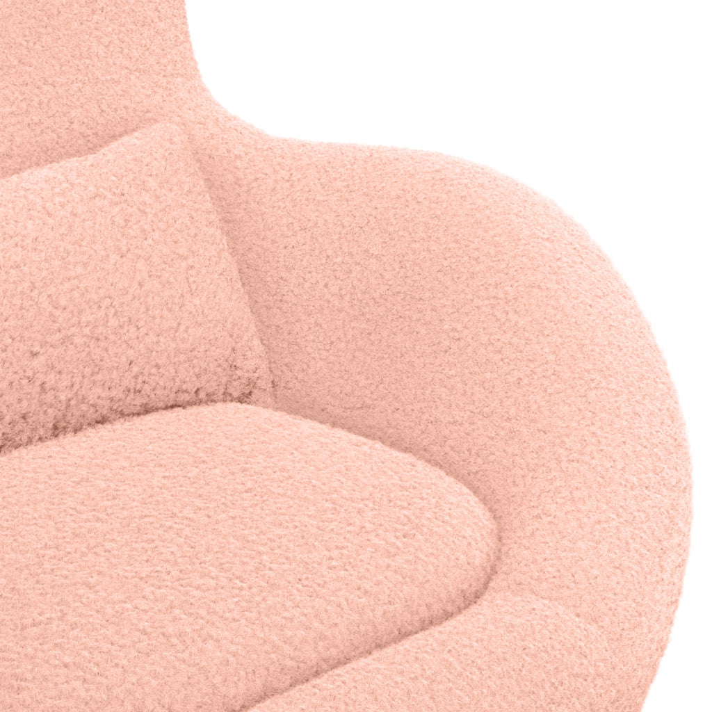 Poltrona a Uovo  Rosa in Tessuto Simile alla Lana Riccia
