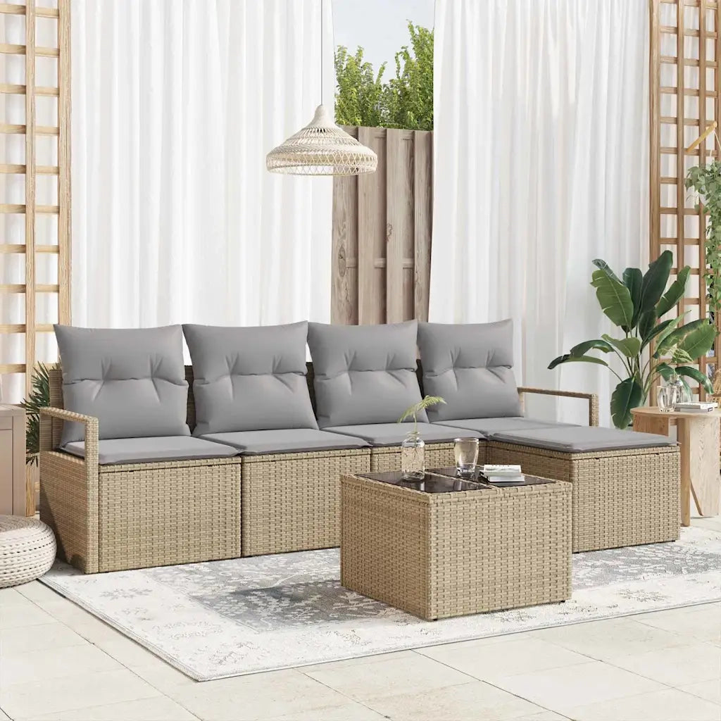 Set di divani con cuscino 6 pcs Beige polyrattan 3346350