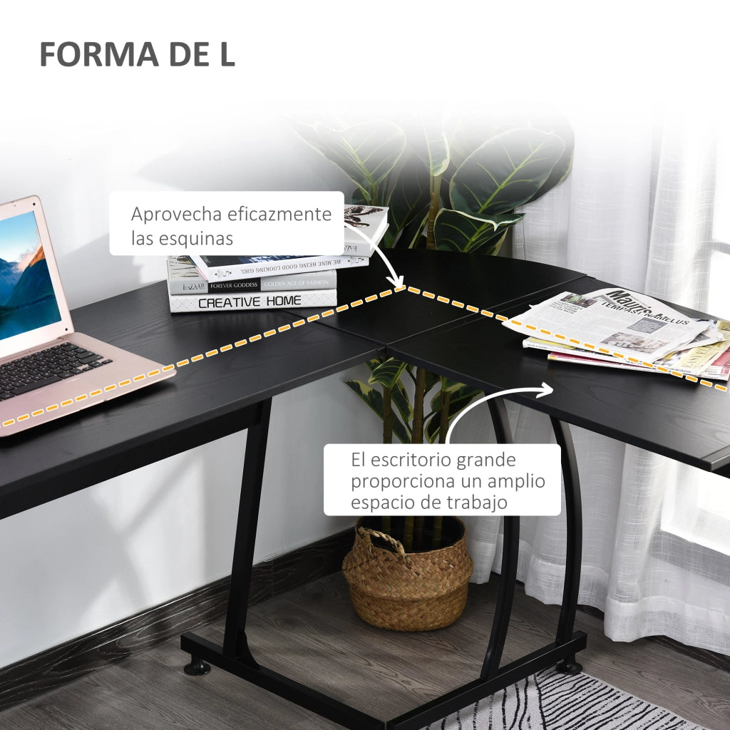 Scrivania angolare per ufficio ¨C zephmum ¨C nera 112.5x152x74 cm
