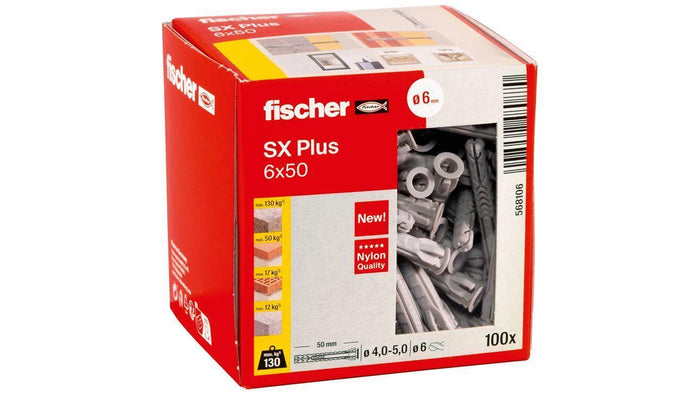 Fischer 568106 ancoraggio a vite e tassello 100 pz Tassello di espansione 50 mm