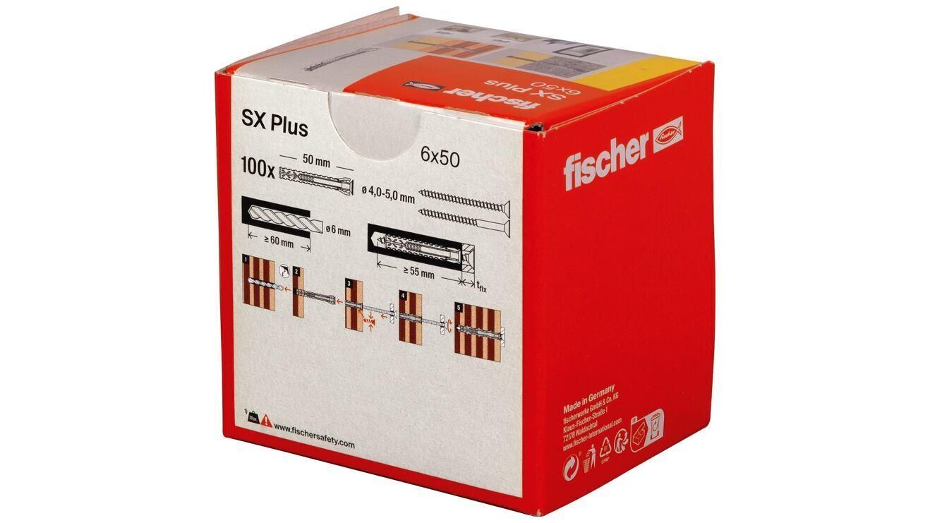 Fischer 568106 ancoraggio a vite e tassello 100 pz Tassello di espansione 50 mm