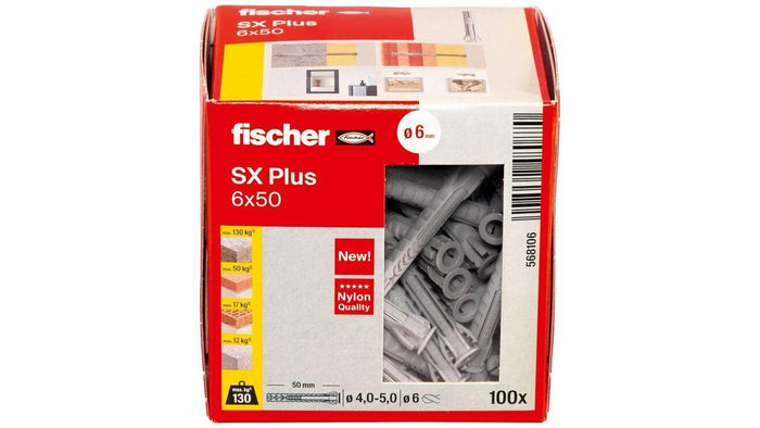 Fischer 568106 ancoraggio a vite e tassello 100 pz Tassello di espansione 50 mm