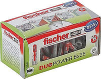 Fischer DUOPOWER 5 x 25 LD spina 100 pz Plastica Rotondo