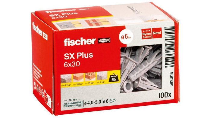 Fischer 568006 ancoraggio a vite e tassello 100 pz Tassello di espansione 30 mm