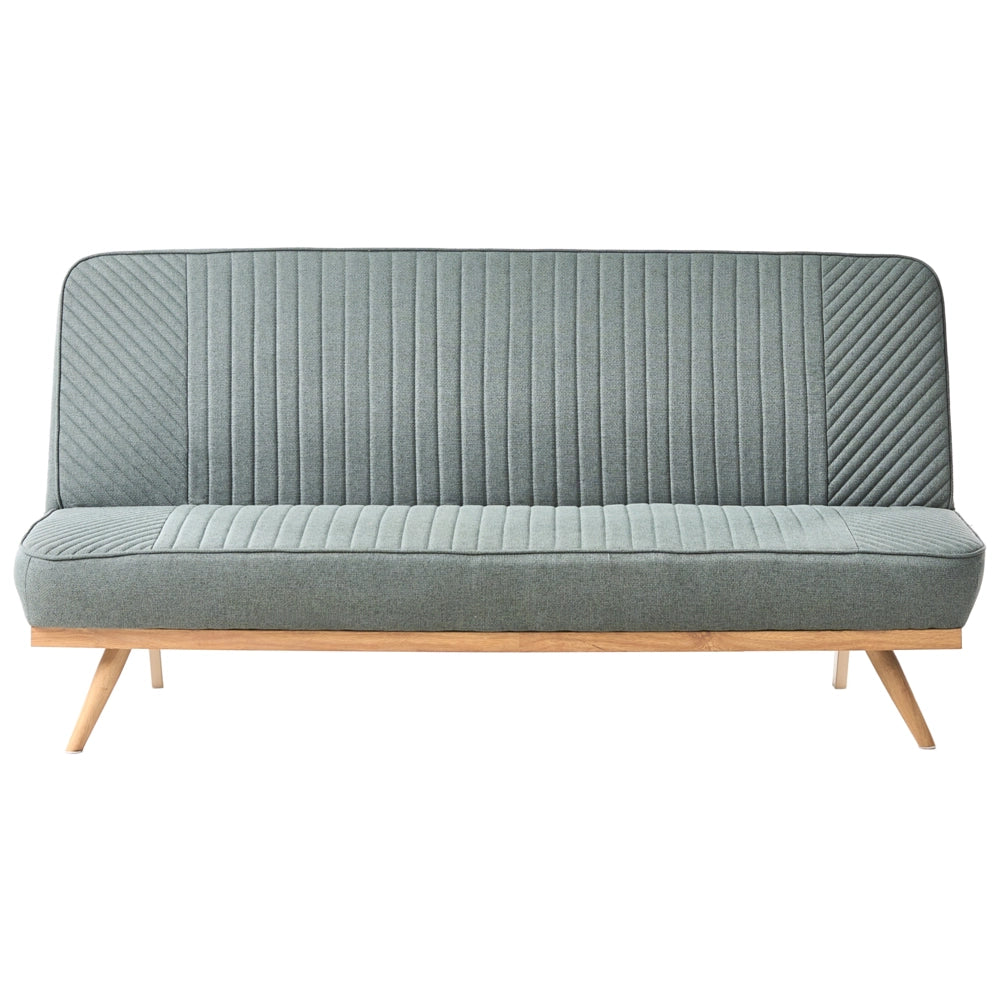 Divano letto Verde Rivestimento in tessuto Gambe in metallo 2 posti Seduta con schienale imbottito Design moderno Senza braccioli